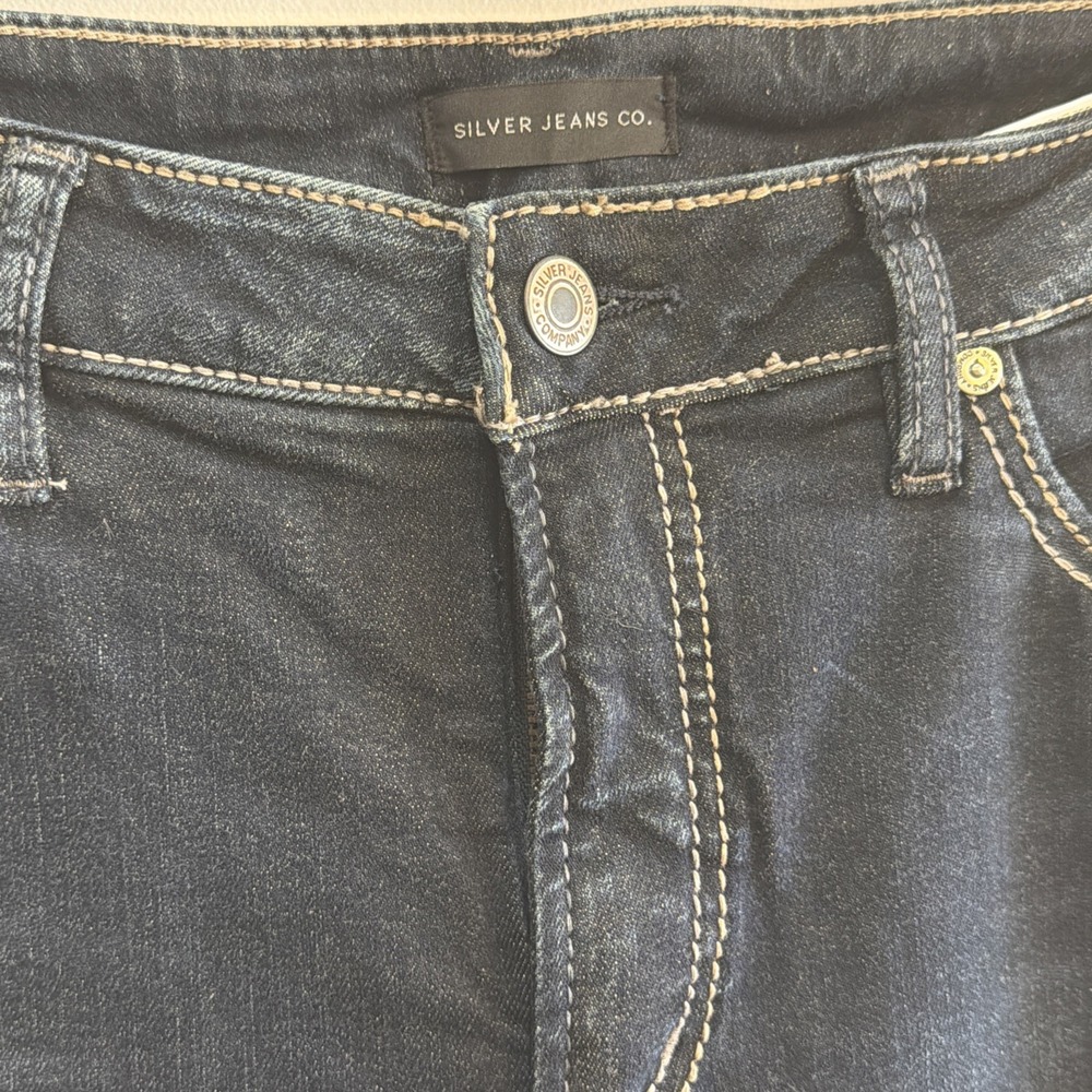 Silver Avery Dark Blue Straight Leg Women's Jeans size 18 length (38.5X29.5) - Picture 3 of 16